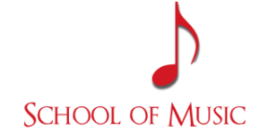 Logo for Avalon School of Music, an East Orlando School of Music. The word Avalon is in light text, partially overlapped by a large red music note. School of Music is in bold red letters below, reflecting their dedication to offering quality music lessons in East Orlando.